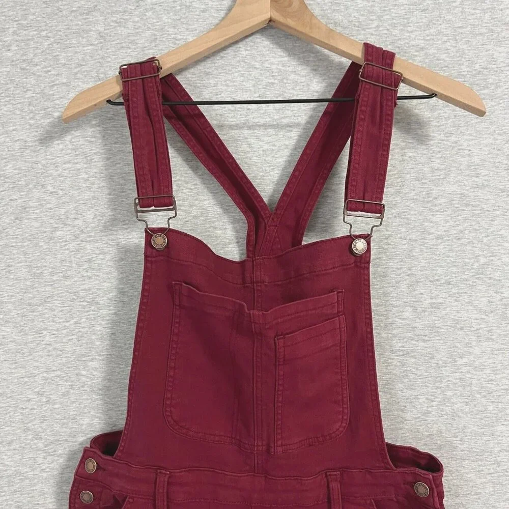 Judy Blue High Waist Bib Overalls Jeans Womens Extra Large Red‎ Boyfriend Cuff